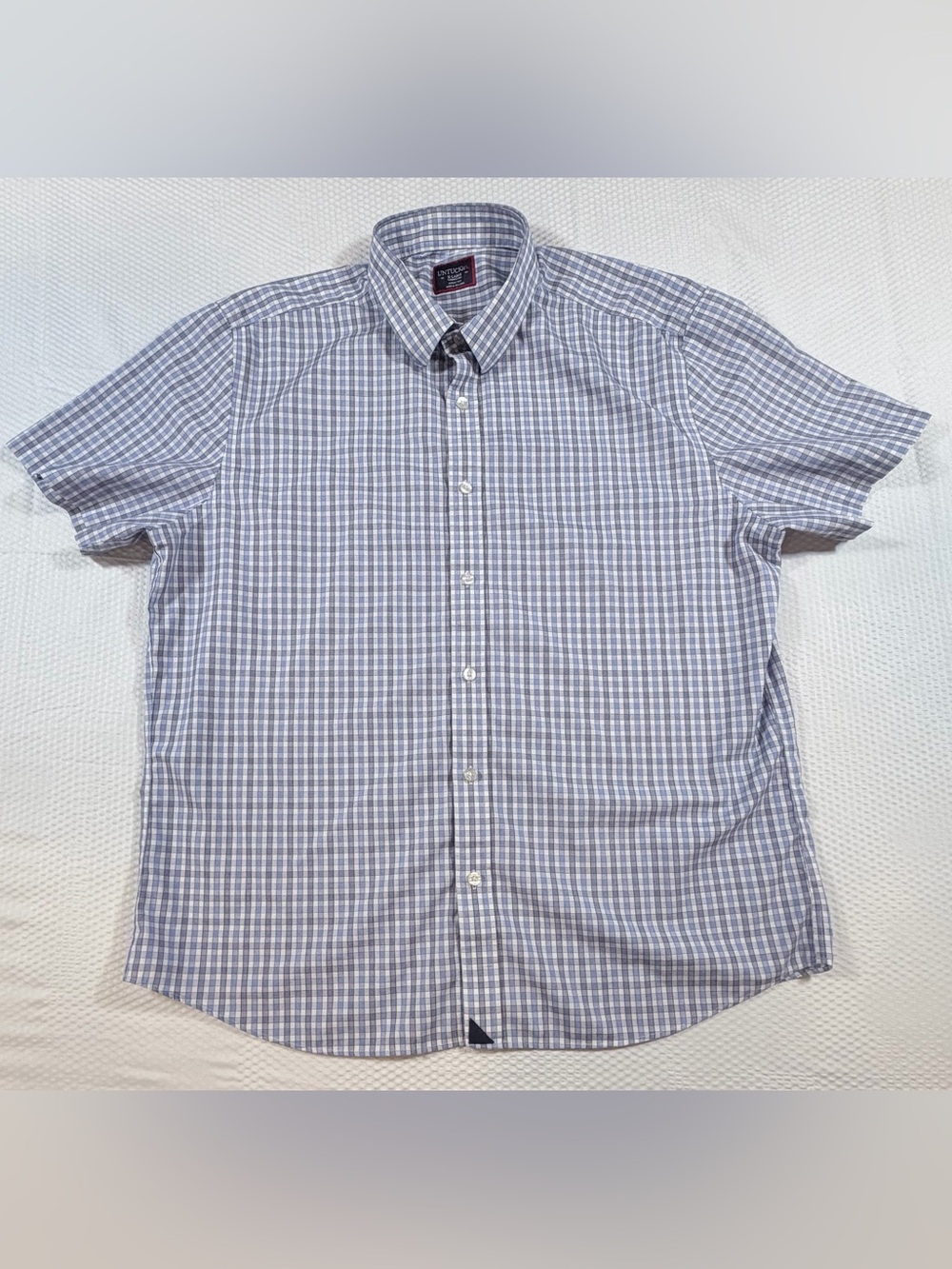UNTUCKit Dante Men’s XL Blue White Checker Short Sleeve Button Down Shirt
